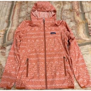 Patagonia Womens Bajadas Hooded Jacket Sunset Orange Full Zip Long Sleeve Small